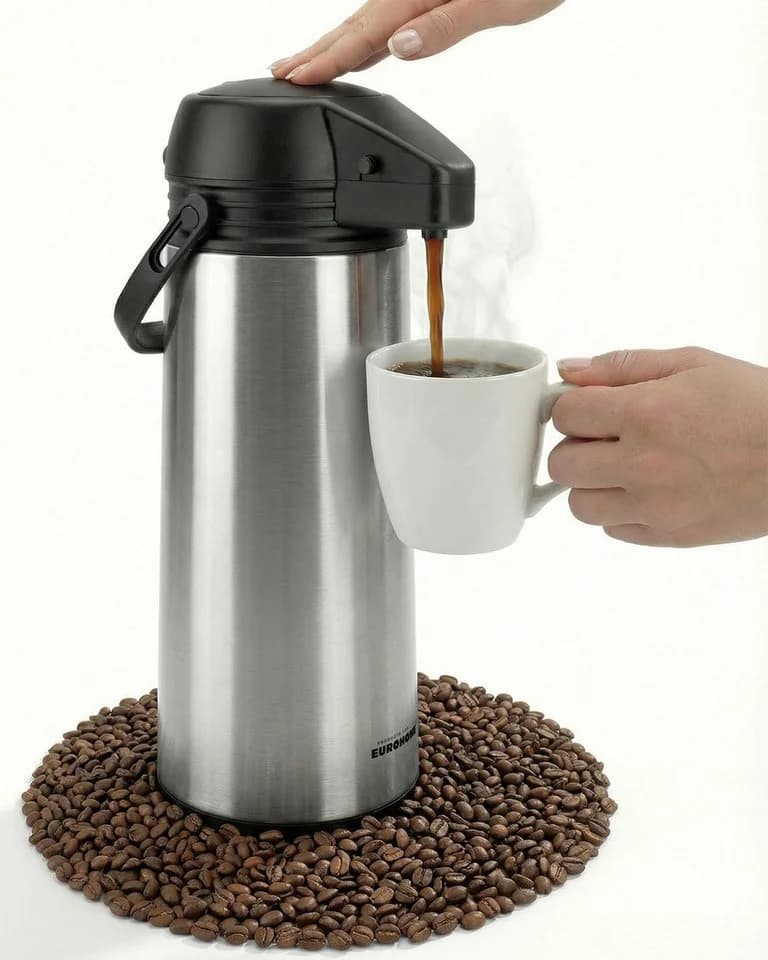 EUROHOME Pump-Isolierkanne 1,9L Edelstahl Silber mit Tragegriff