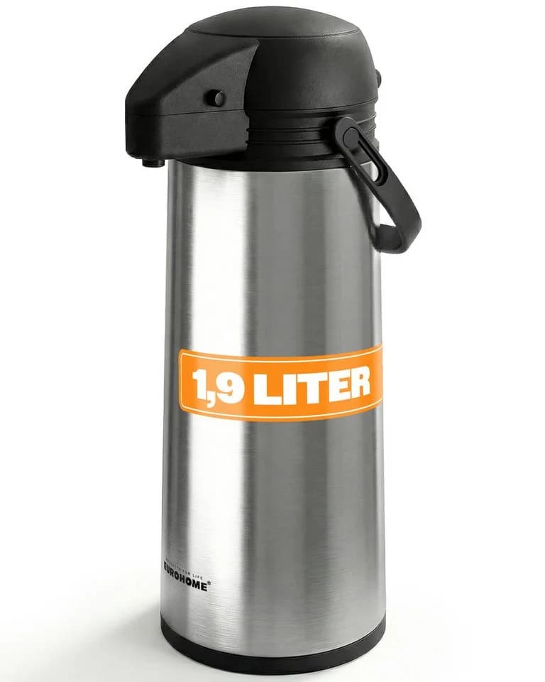 EUROHOME Pump-Isolierkanne 1,9L Edelstahl Silber mit Tragegriff - Bild 2