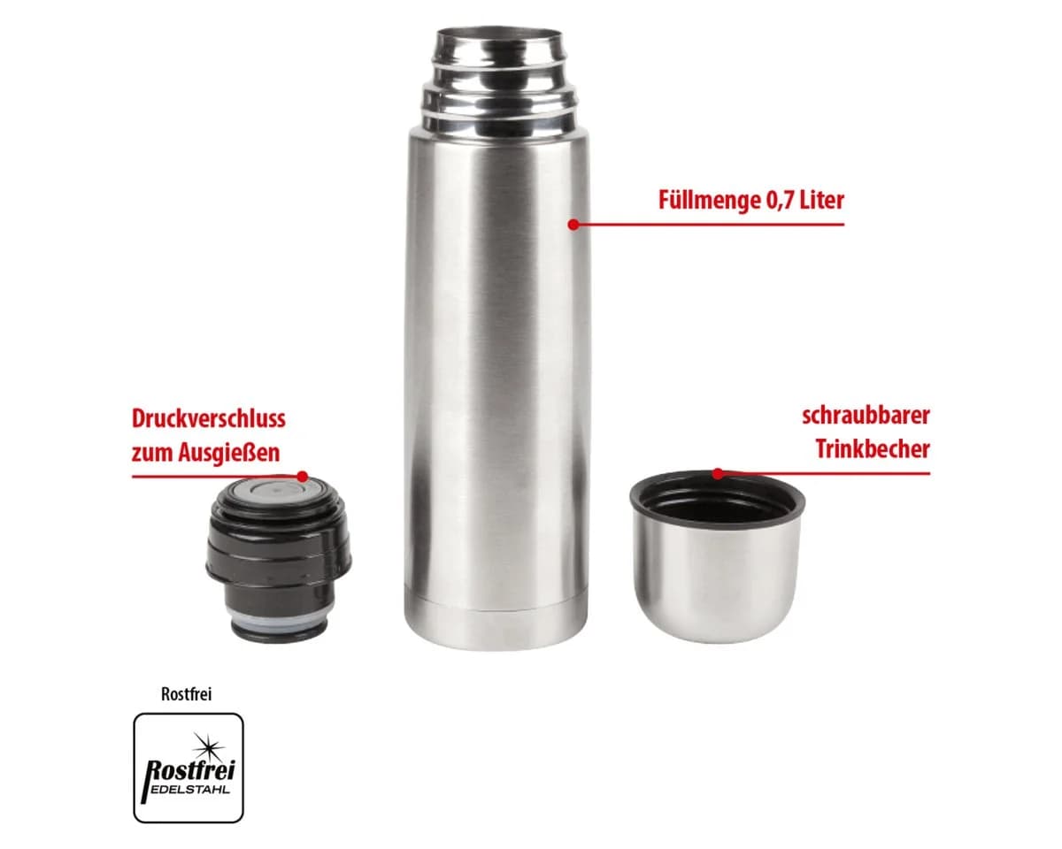 EUROHOME Isolierkanne Edelstahl Rostfrei Satin-Finish 0,7 l - Bild 3