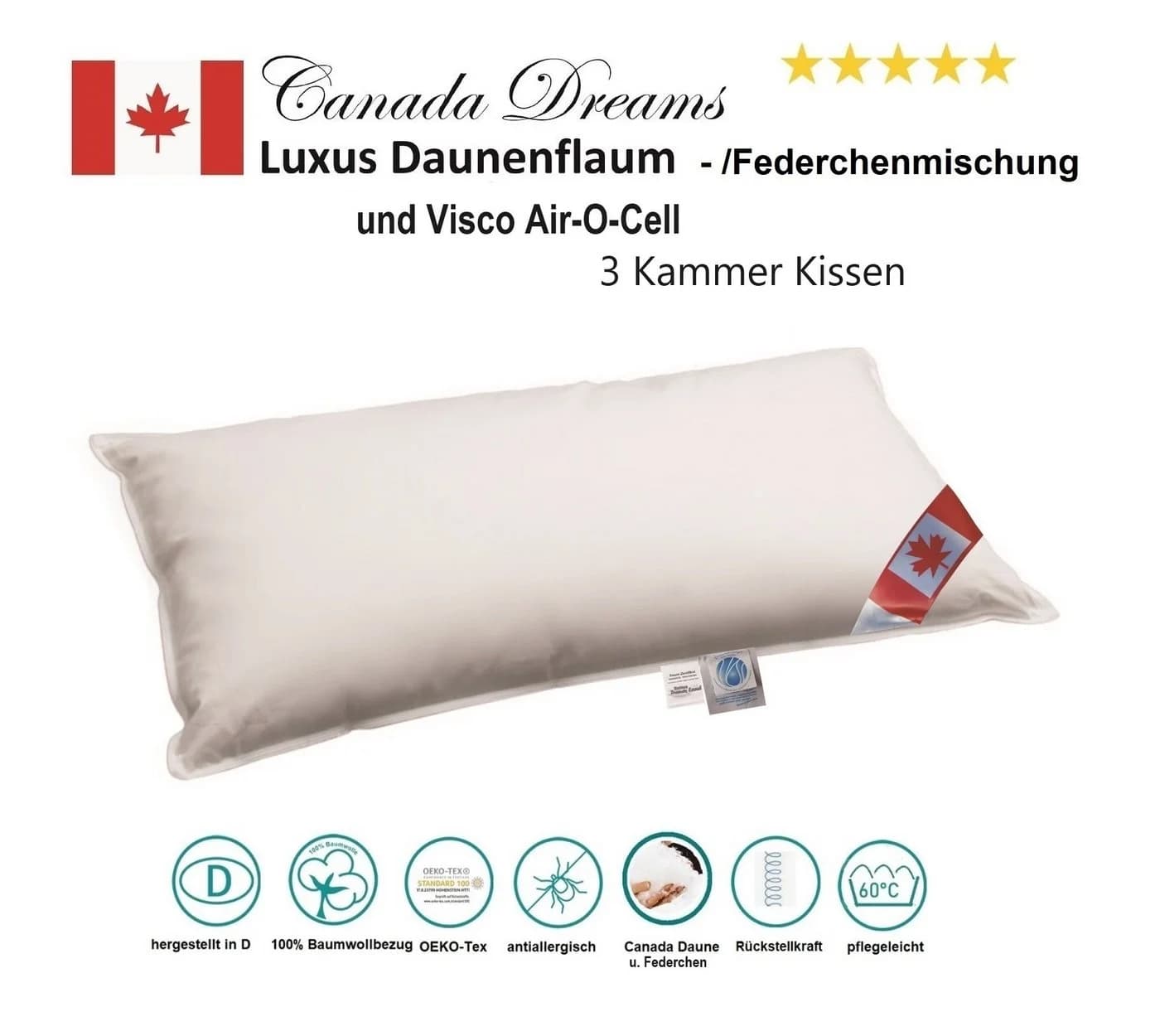Canada 3-Kammer-Kopfkissen Premium Air-O-Cell Weiß - Bild 2