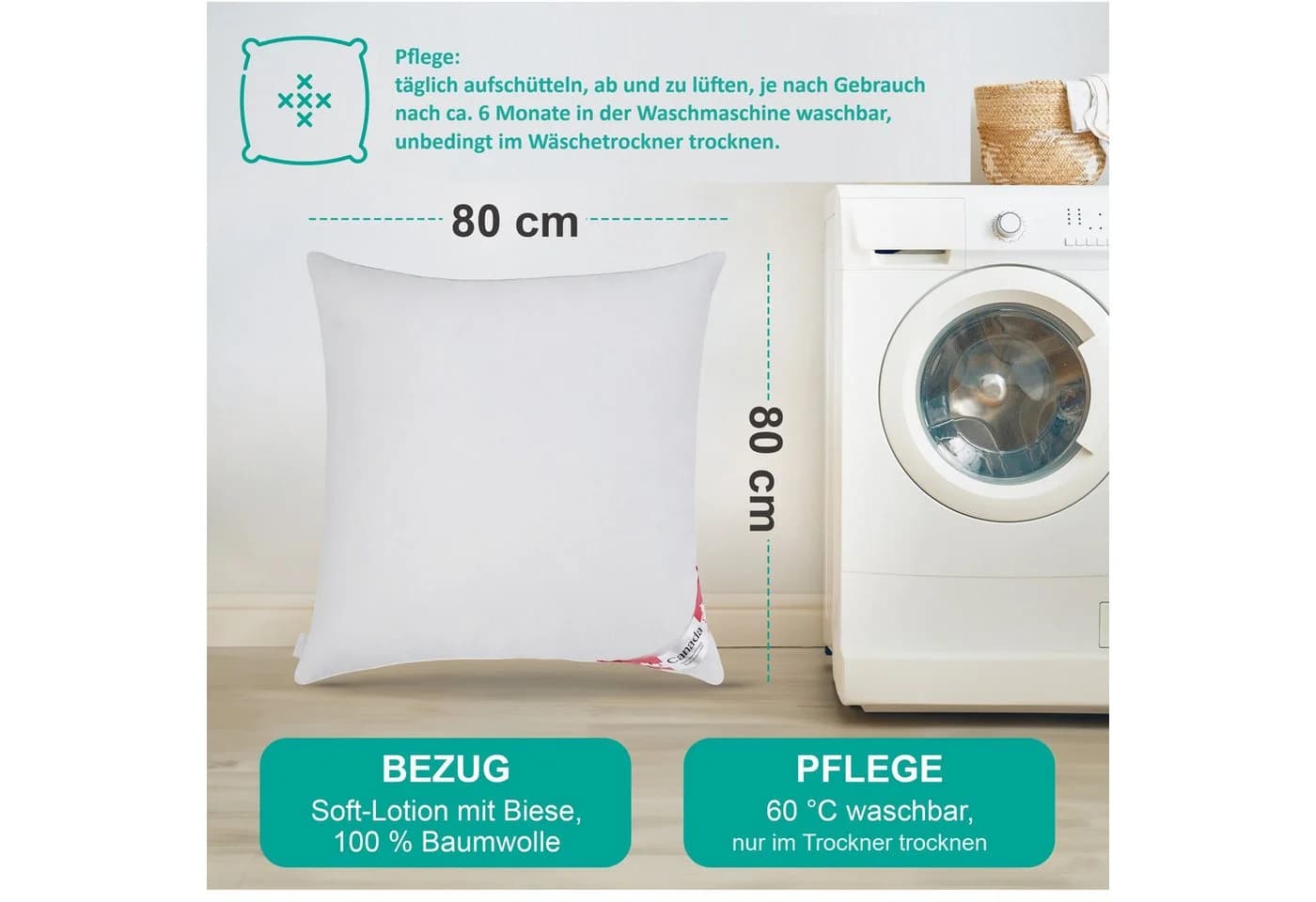 Canada Daunenkissen PLUS Medium Weiss 800g Daunen Füllung - Bild 5