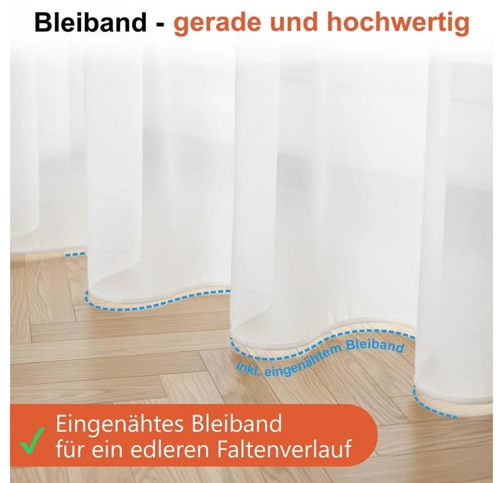 Foxx Vorhang mit Kräuselband für Schienen, transparente Moderne XXL Gardine, Schiebegardine Langstore Voile - Bild 3