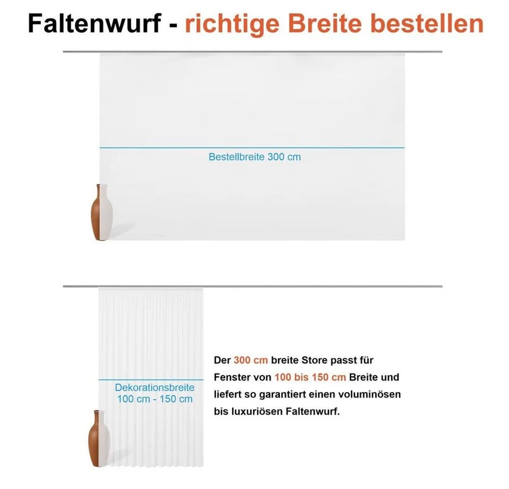 Foxx Vorhang mit Kräuselband für Schienen, transparente Moderne XXL Gardine, Schiebegardine Langstore Voile - Bild 4