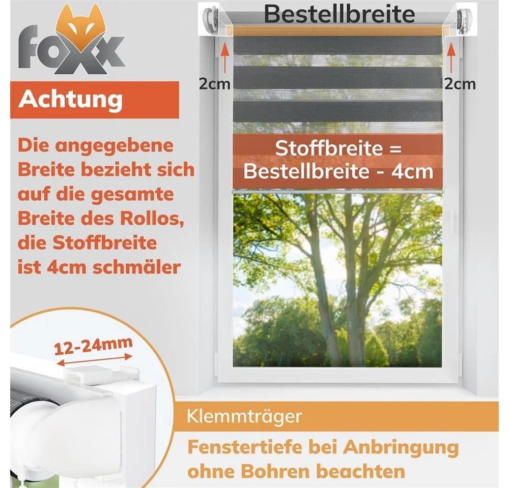 Foxx Doppelrollo Klemmfix Weiss 50x140 cm - Bild 3