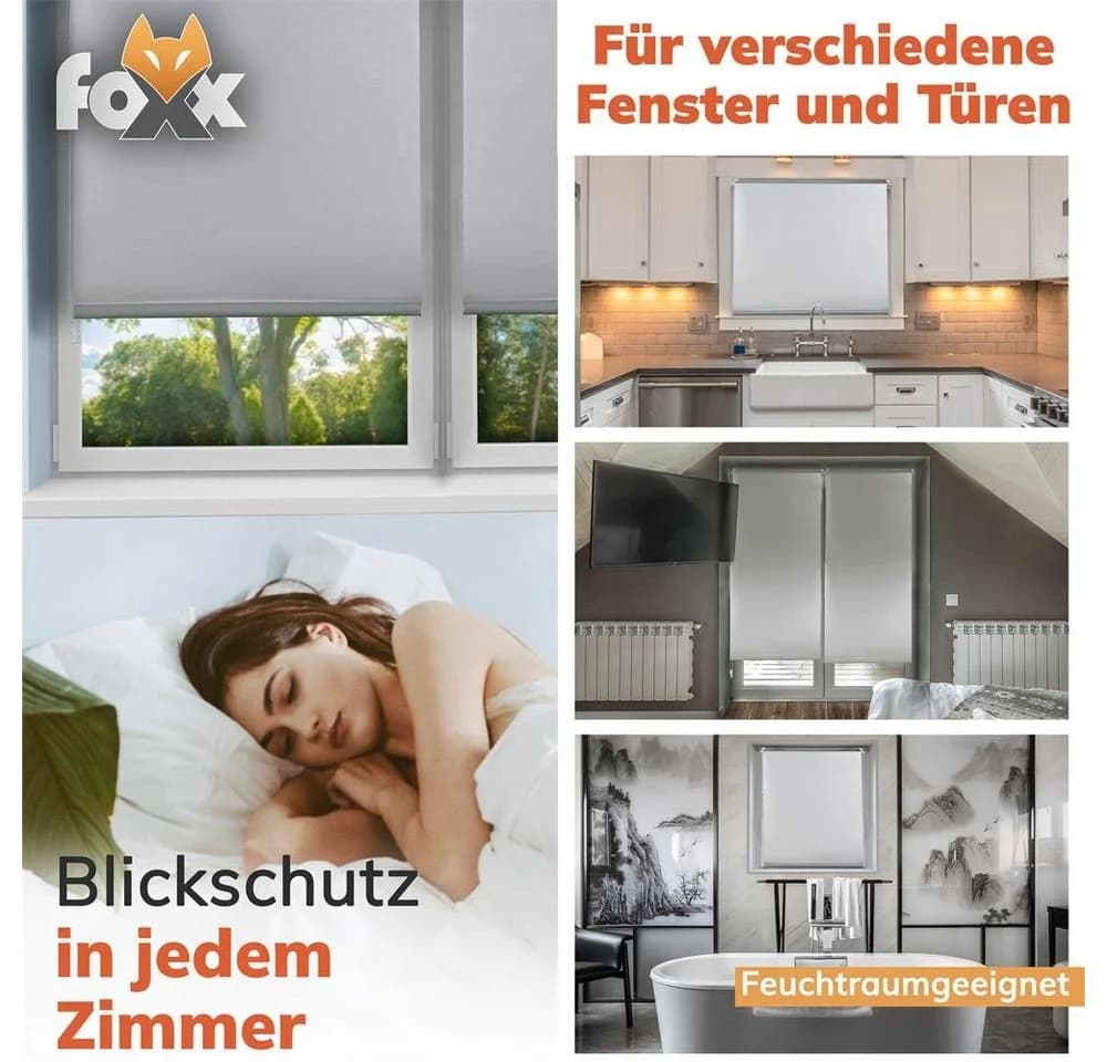 Foxx Seitenzugrollo Blackout Creme 50x140 cm Verdunkelnd