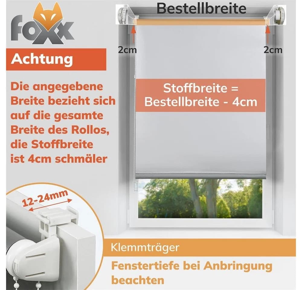 Foxx Seitenzugrollo Blackout Creme 50x140 cm Verdunkelnd - Bild 3