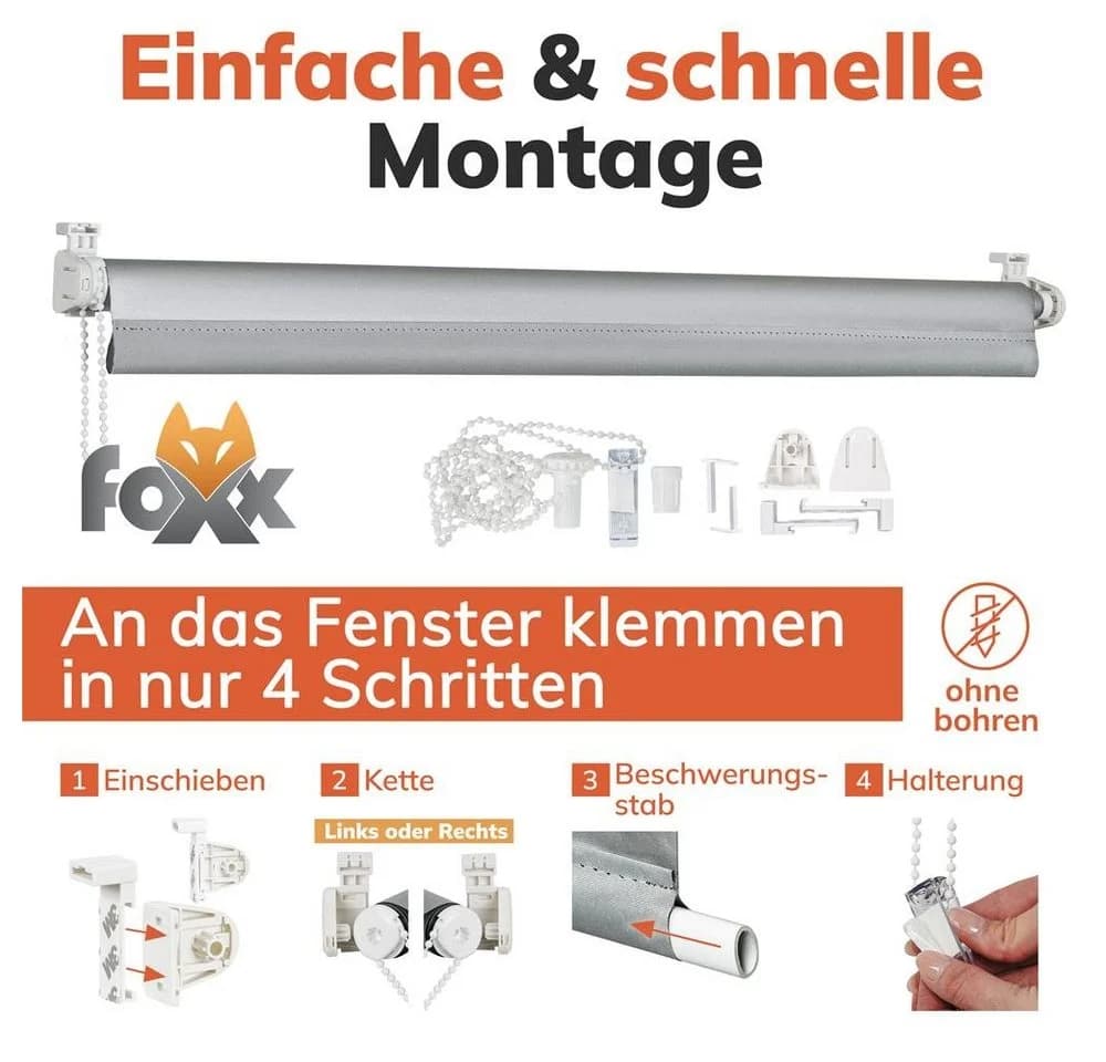 Foxx Seitenzugrollo Blackout Creme 50x140 cm Verdunkelnd - Bild 4