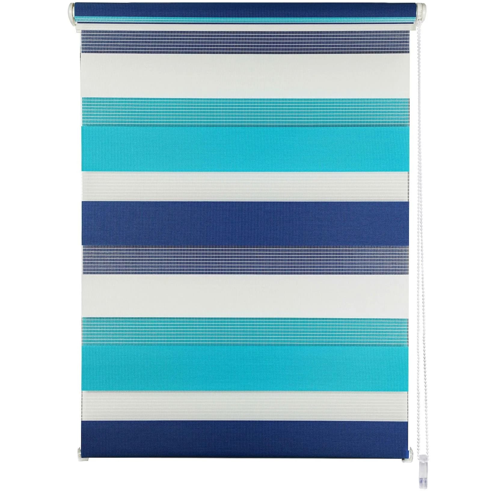 Ondeco Seitenzugrollo Blickdicht Klemmfix Aqua-Navy
