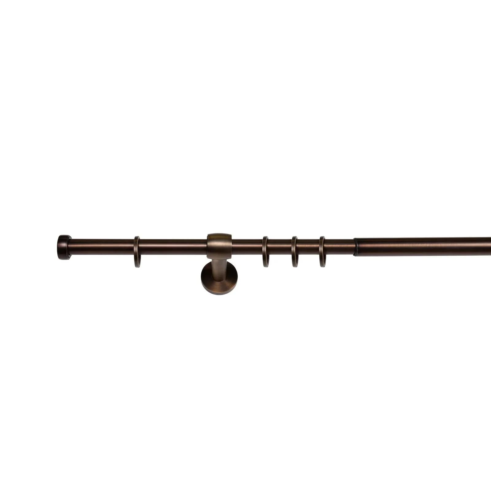 Ondeco Gardinenstange ausziehbar 1-lauf Wand-Deckenmontage Endstück Kappe 16/19 mm mit Ringen Bronziert