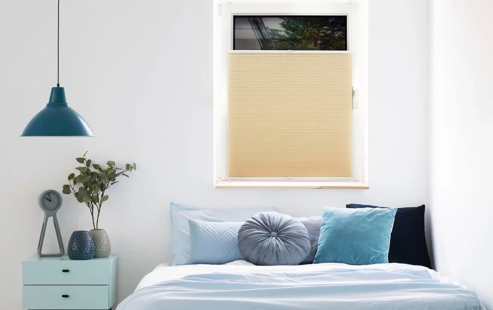 MYDECO Wabenplissee Save Klemmfix Beige Weiß