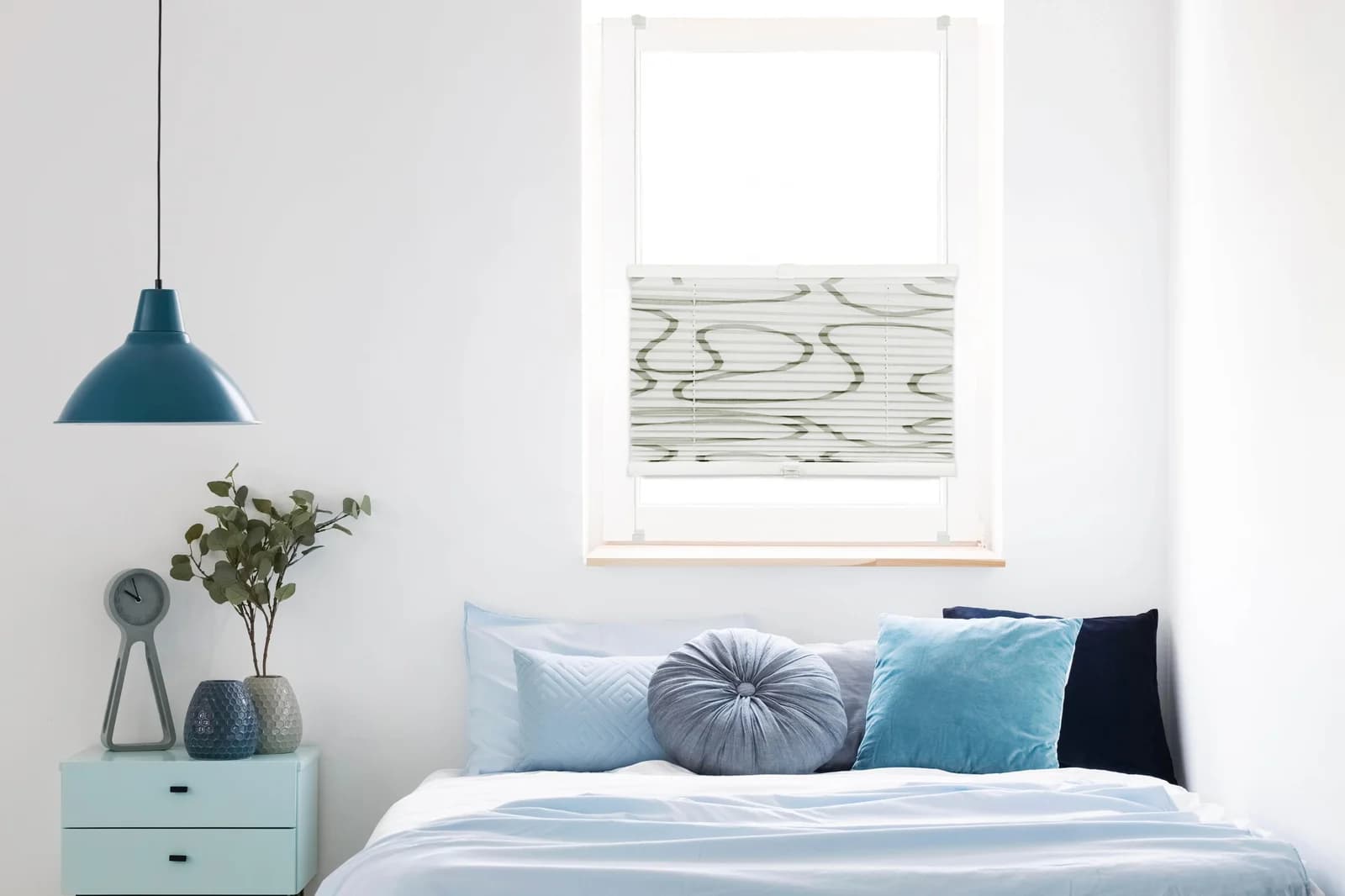 MYDECO Plissee Free Move Grau/Weiß Klemmfix