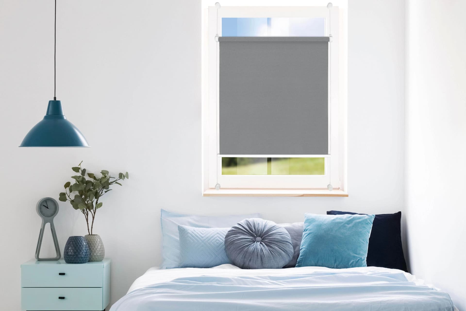 MYDECO Springrollo Flex Grau 50x130 cm Klemmfix