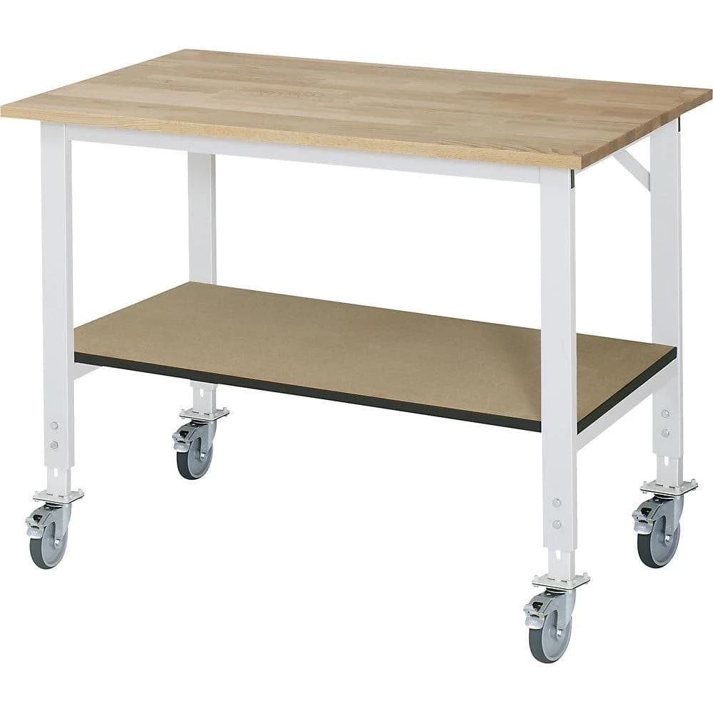 Rau Fahrbarer Arbeitstisch Tom KM-01 Buche massiv höhenverstellbar