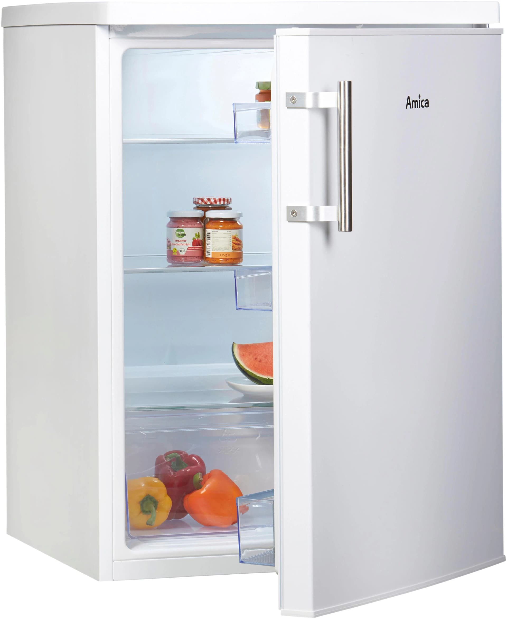 AMICA Table Top Kühlschrank weiß mit LED-Beleuchtung und Abtauautomatik
