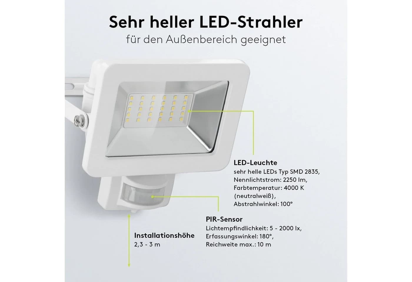 Goobay LED Flutlichtstrahler 30 W mit Bewegungsmelder Neutralweiß - Bild 4