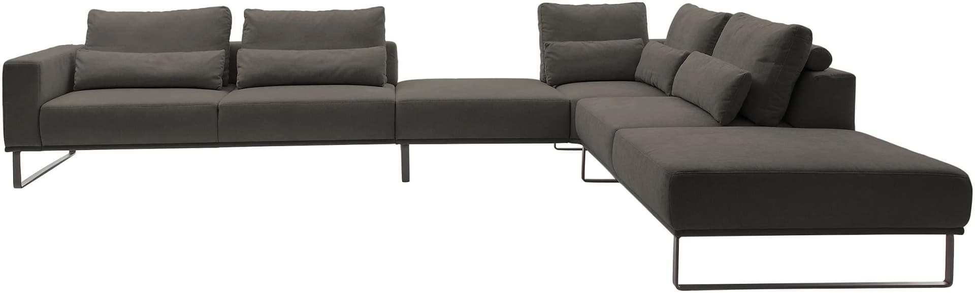 MUSTERRING Ecksofa mocca mit Hocker und Federkern