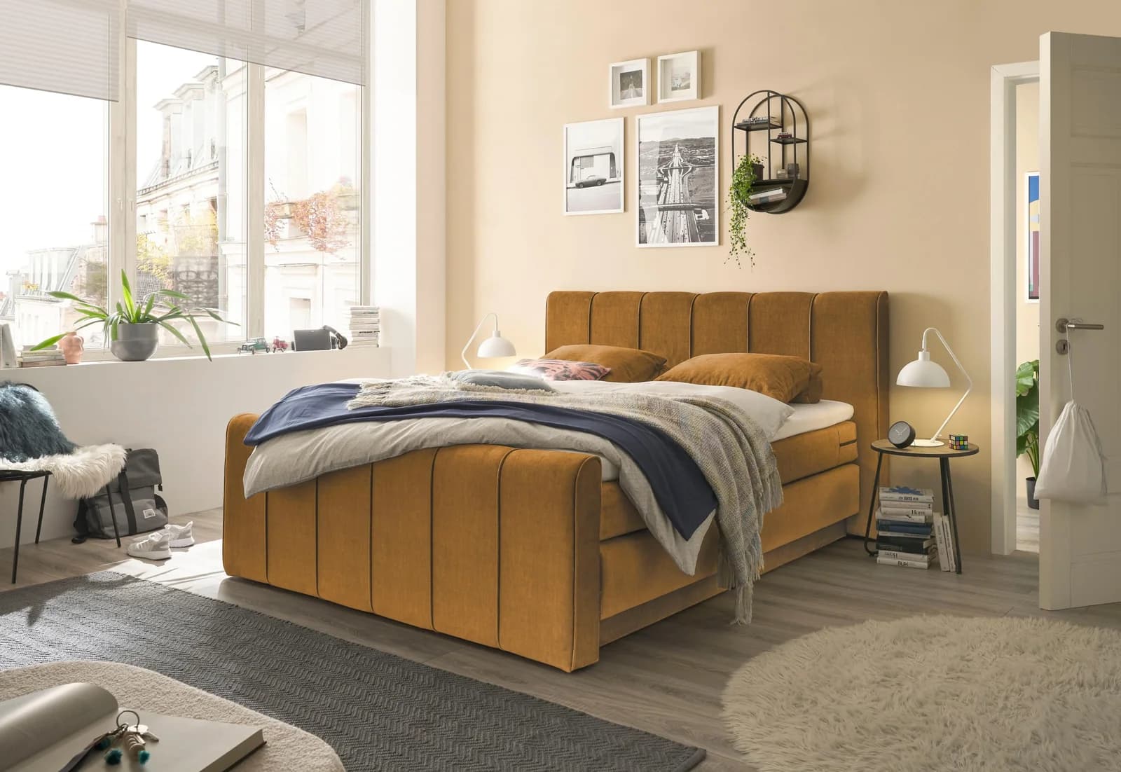 Boxspringbett Fairfield Set One by Musterring Senfgelb mit Bettkasten