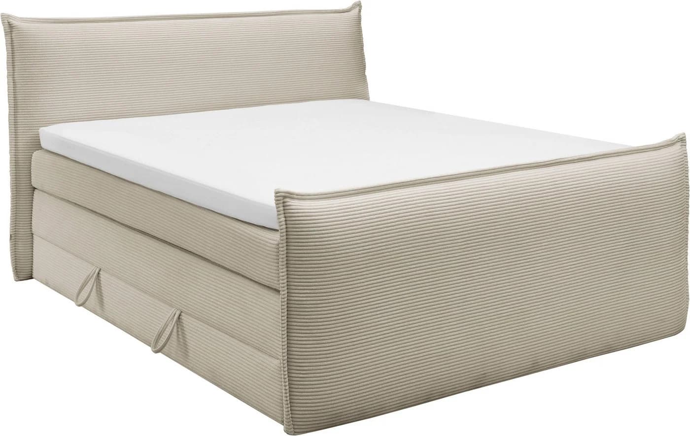 Boxspringbett Florida Vanille Cordstoff mit Bettkasten 180x200 cm