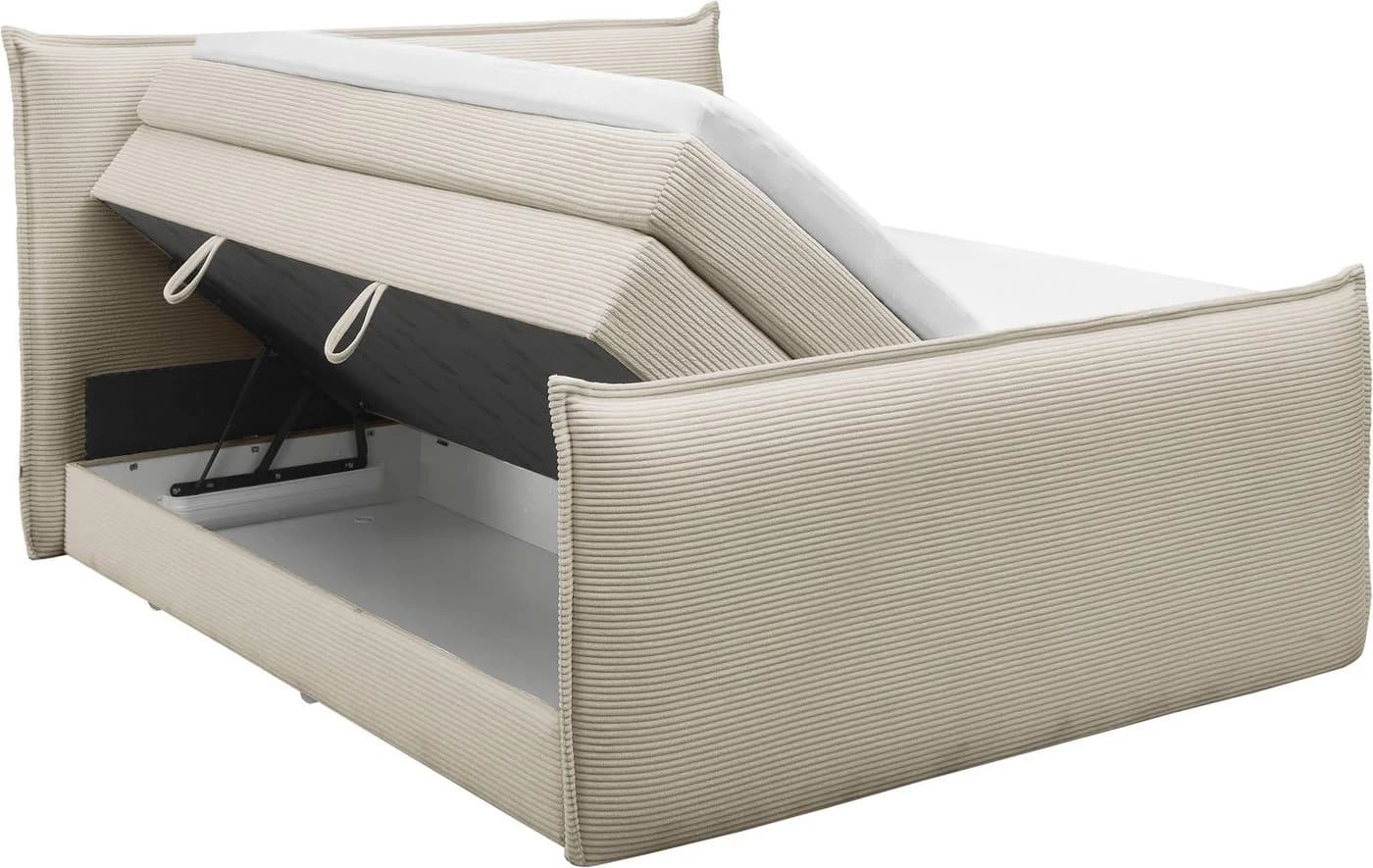 Boxspringbett Florida Vanille Cordstoff mit Bettkasten 180x200 cm - Bild 5