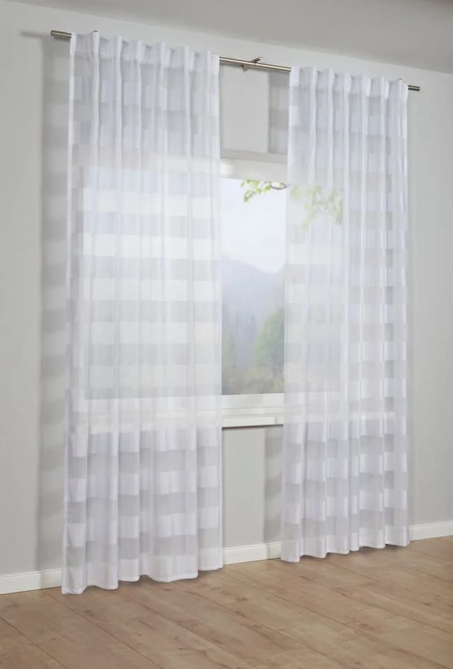 Gardine SEHLBACH Schal Streifen Weiß Polyester mit verdeckten Schlaufen - Bild 2
