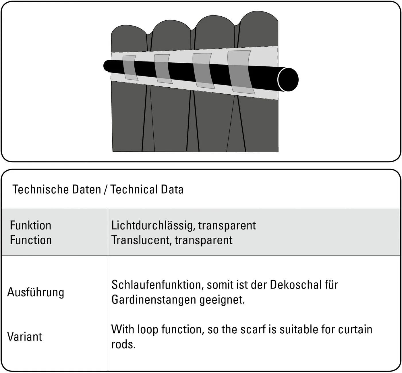 Gardine SEHLBACH Schal Streifen Weiß Polyester mit verdeckten Schlaufen - Bild 4