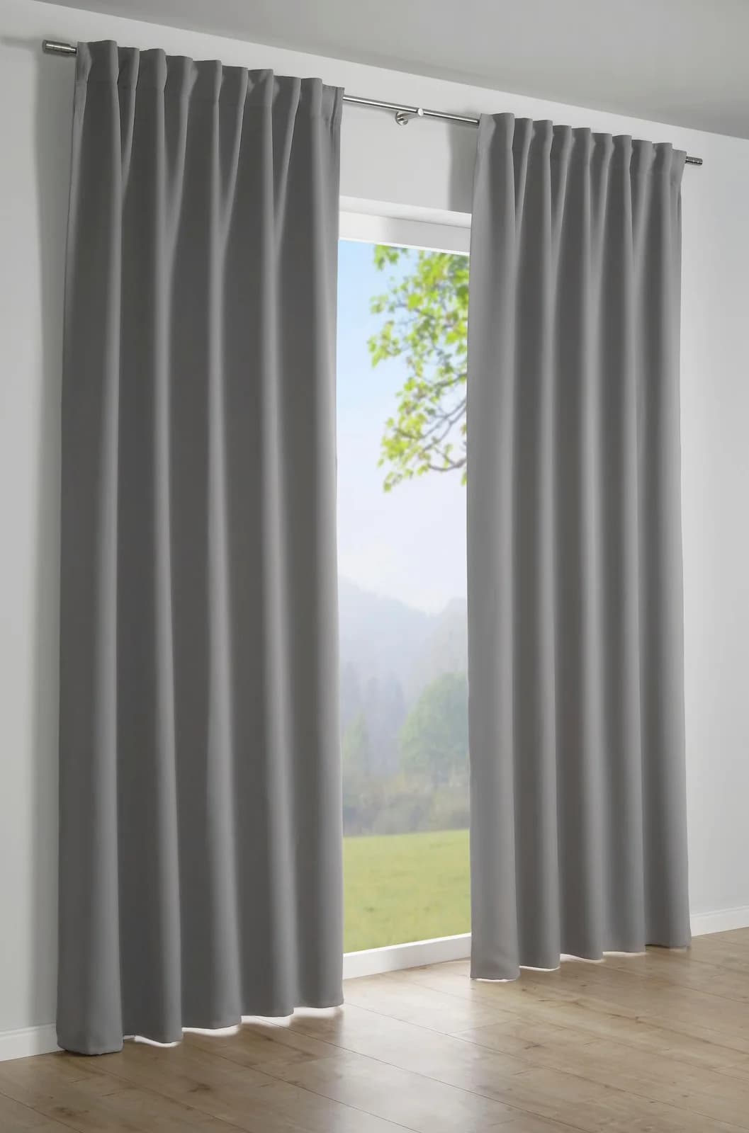 Gardine SEHLBACH Schal Dimout Uni Grau Polyester