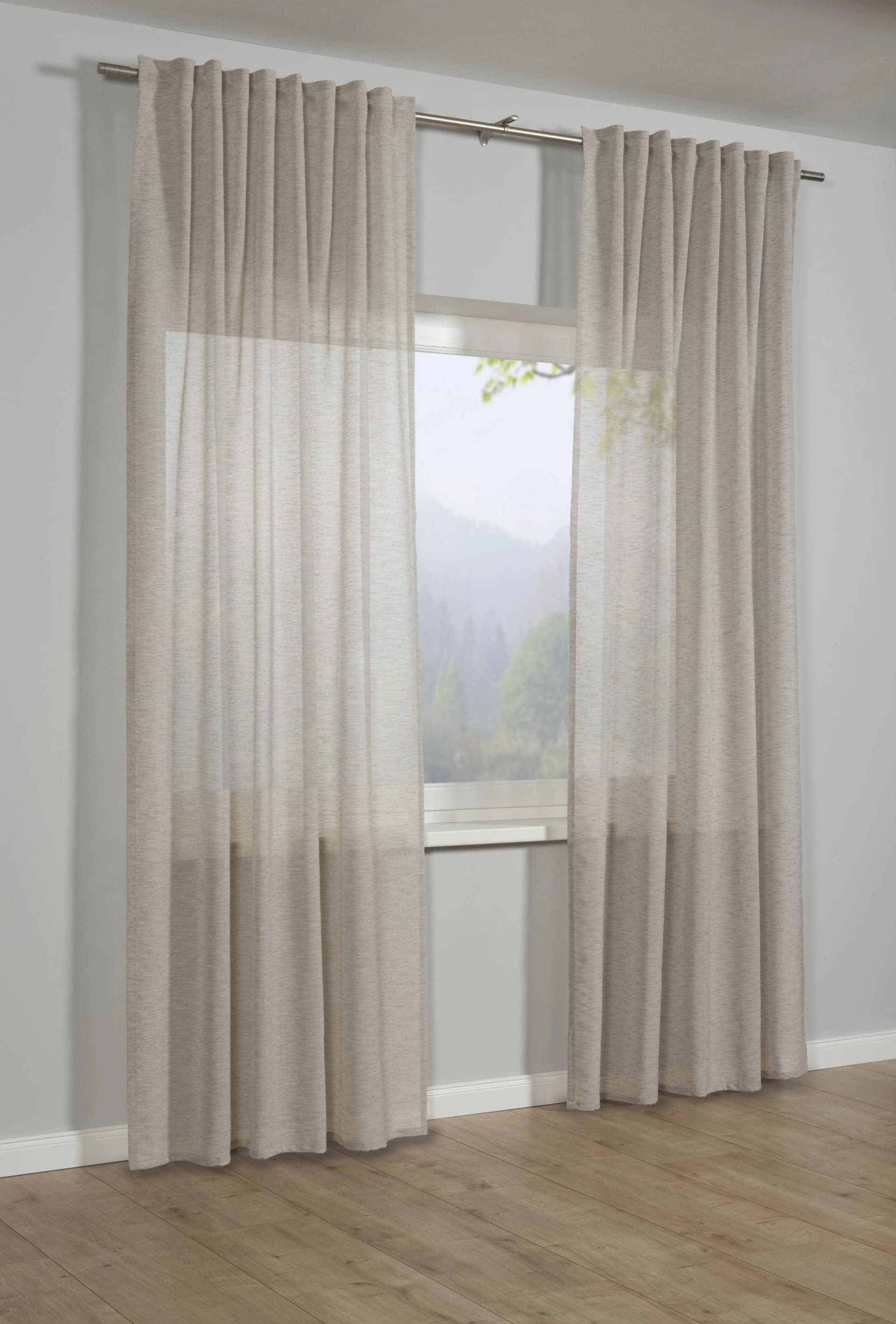 SEHLBACH Gardine Schal Leinenoptik Beige mit Schlaufen