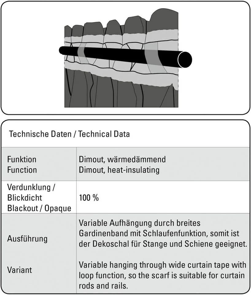 Gardine SEHLBACH Schal Blackout Struktur Grau 140x175cm - Bild 4