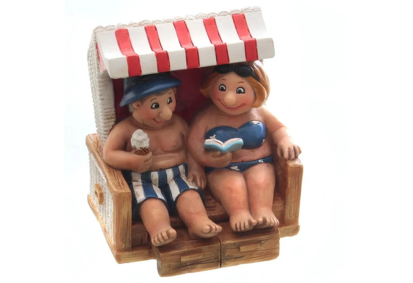 Dragimex Dekofigur Strandkorbpärchen blau/weiß Polyresin