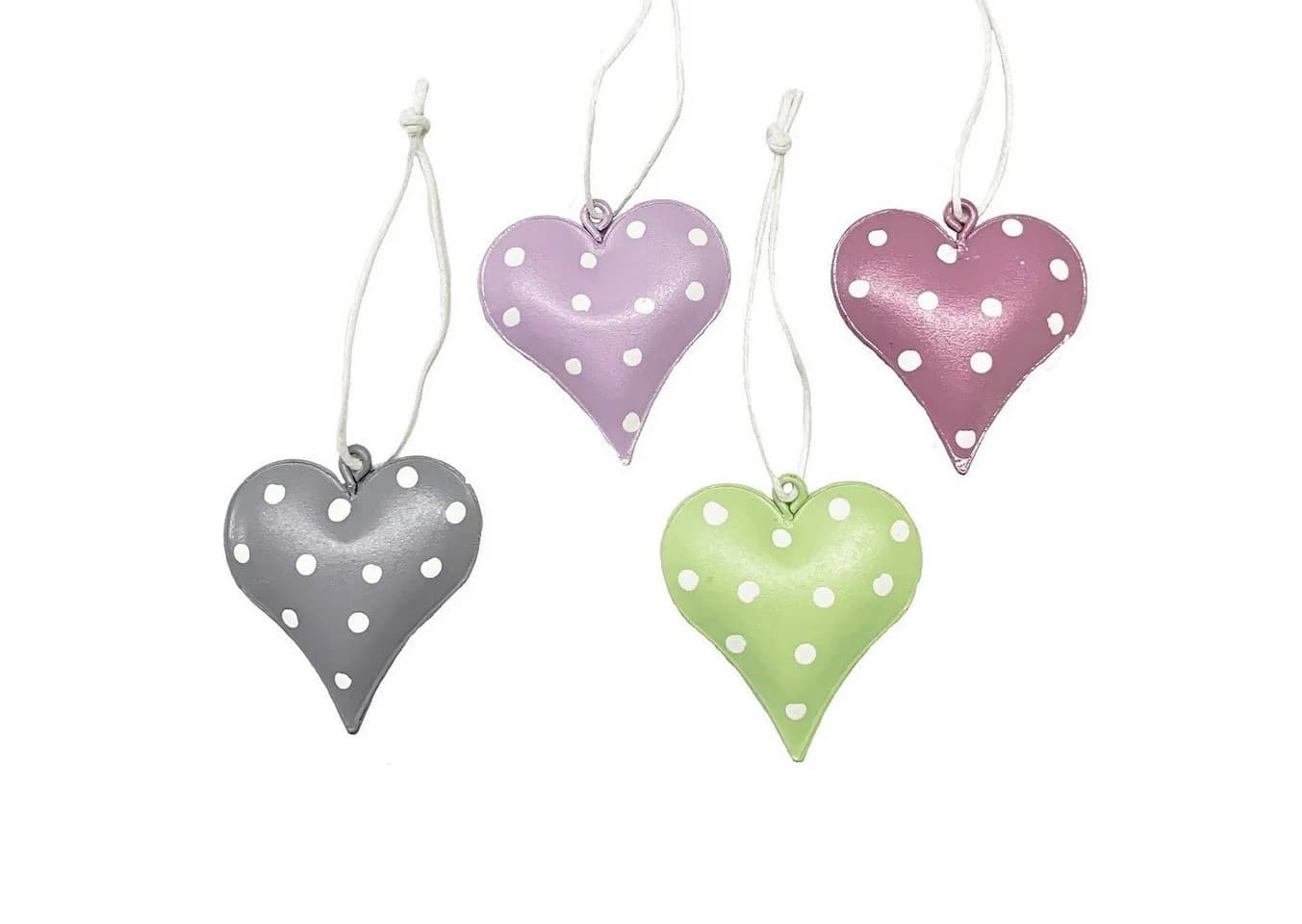 Dragimex Hängedekoration Metall Herz Set 4x Grau Grün Rosa Hellrosa