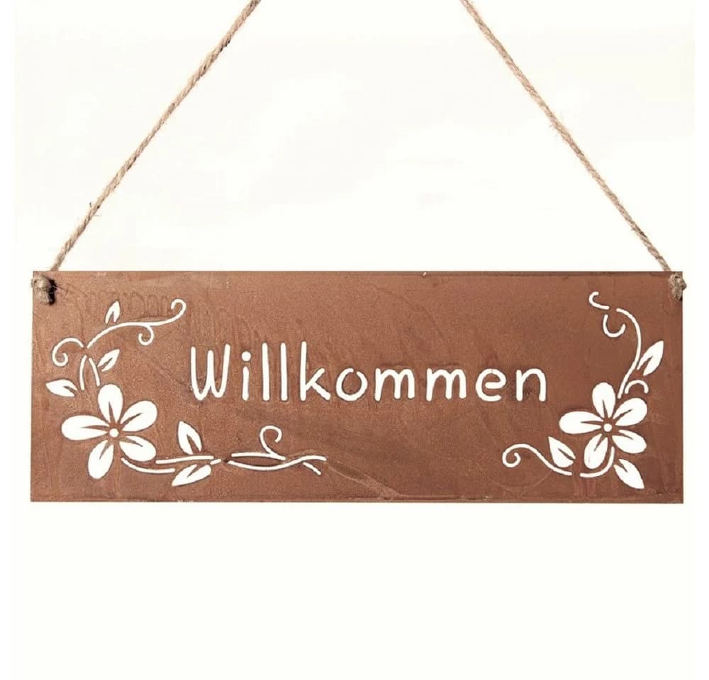 Dragimex Metall-Hänger Dekoschild Rost-Look mit Blumenornament