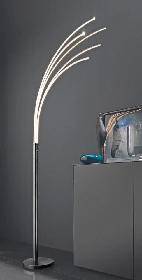 casa NOVA LED Bogenlampe ECLIPSE 5-flammig Dimmfunktion Silbergrau
