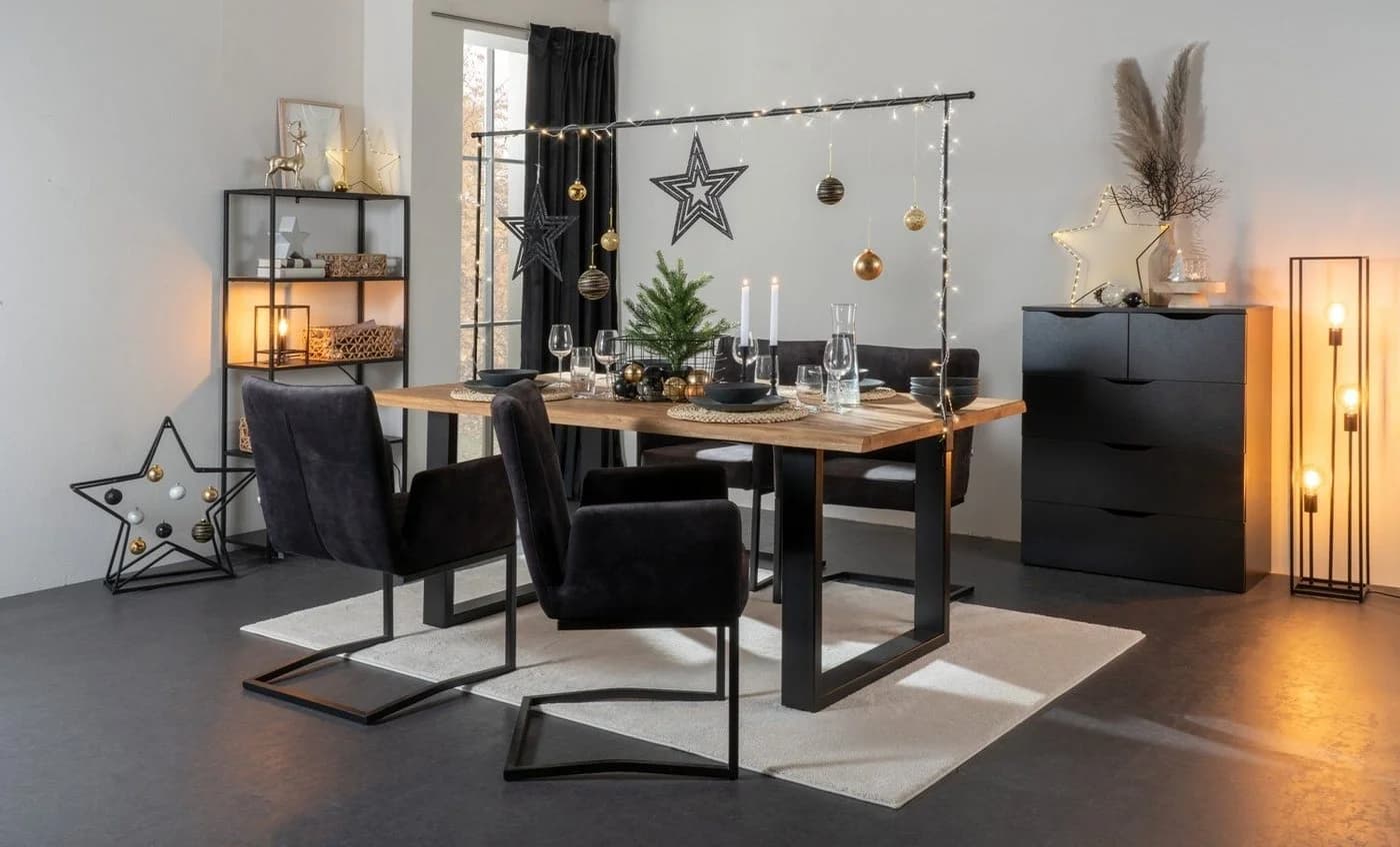 casa NOVA Stehlampe HAMPER Schwarz Metall Fußschalter - Bild 5