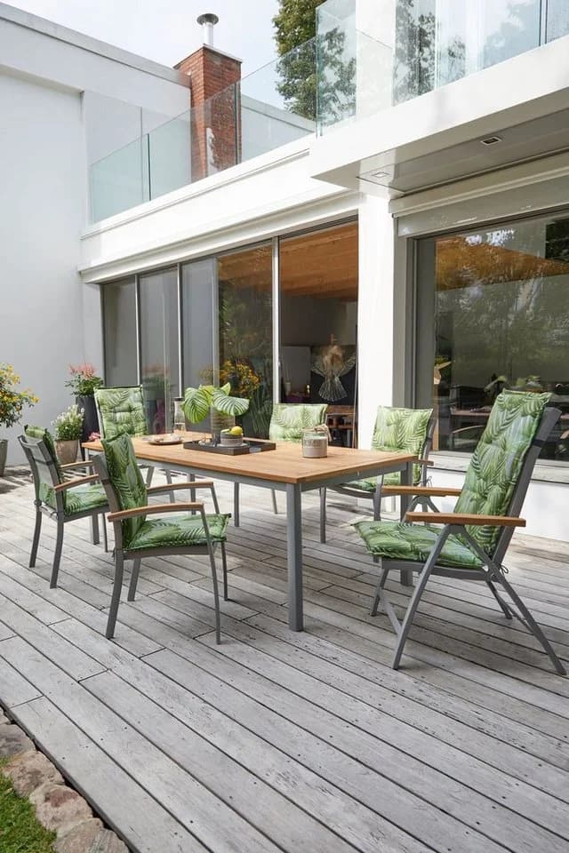 Outdoor Gartenstuhl SYLT Grau Aluminium Stapelstuhl - Bild 1