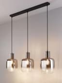 casa NOVA Pendelleuchte SVENJA 3-flammig Schwarz Metall Rauchglas Bild 1