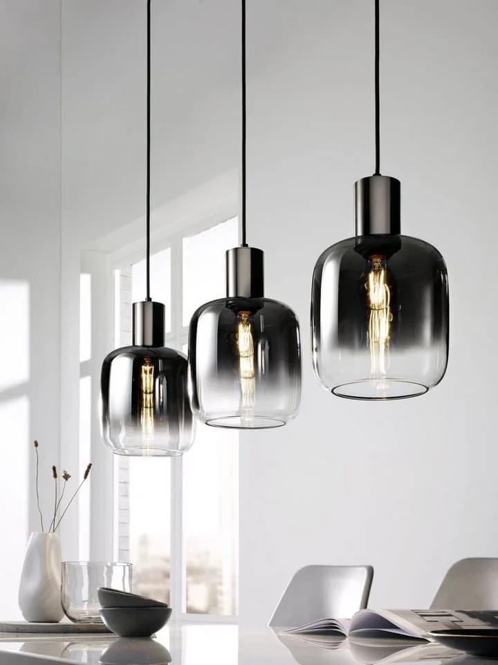 casa NOVA Pendelleuchte SVENJA 3-flammig Schwarz Metall Rauchglas - Bild 2