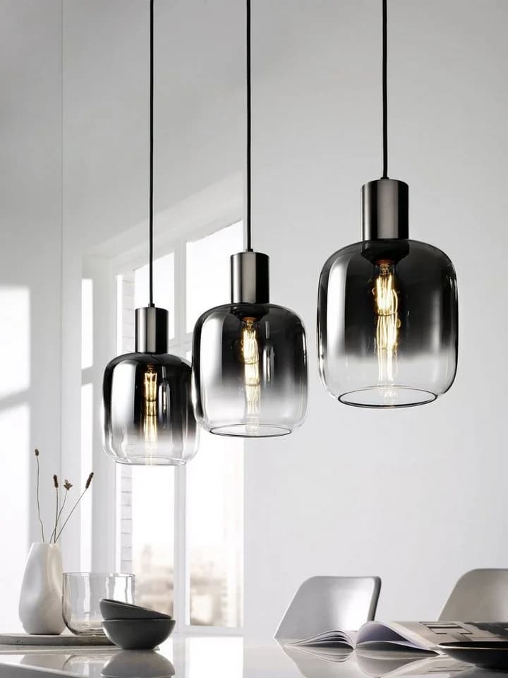casa NOVA Pendelleuchte SVENJA 3-flammig Schwarz Metall Rauchglas - Bild 4