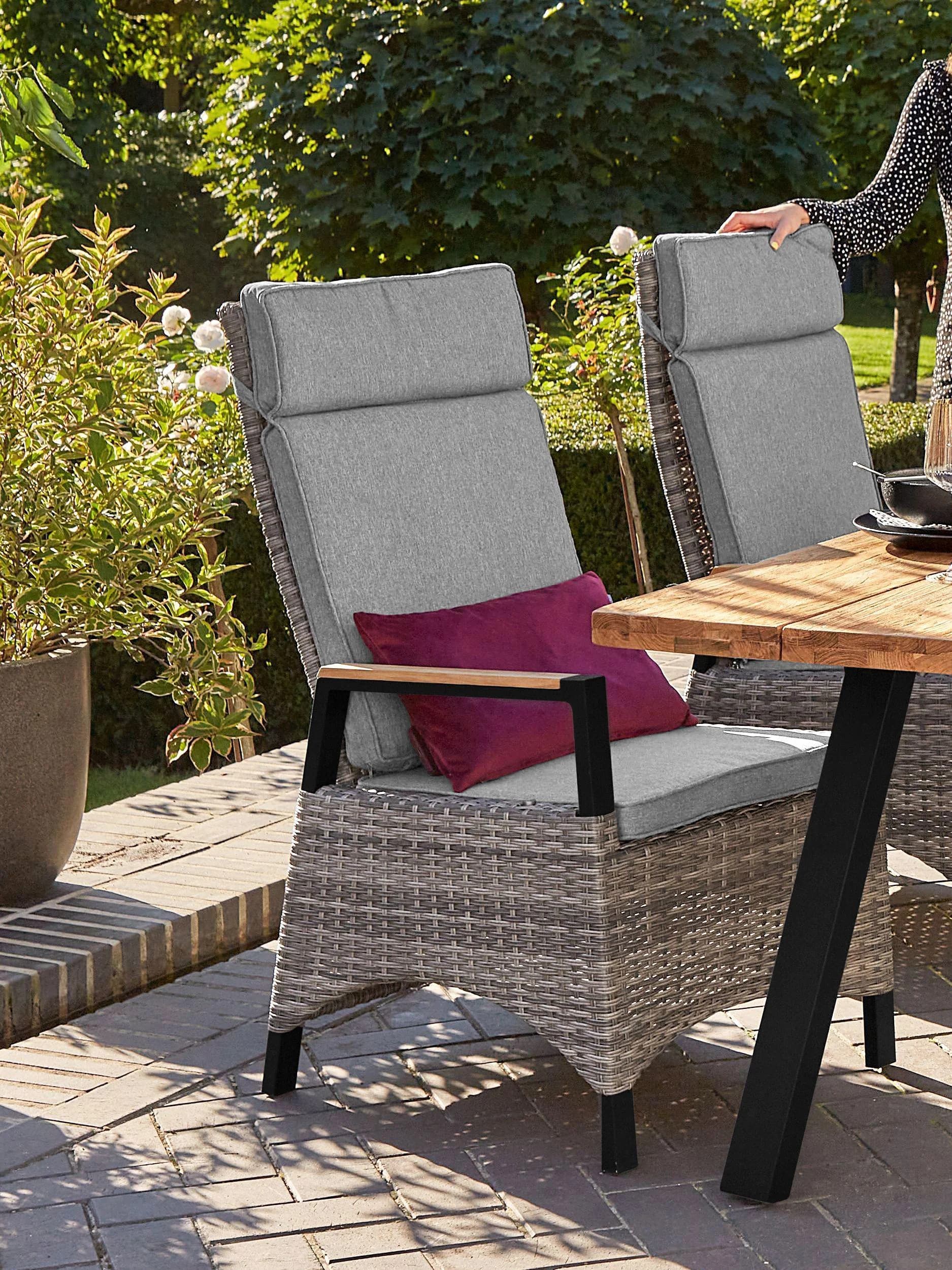 OUTDOOR Gartenstuhl KERAMO Bunt Aluminium Teakholz