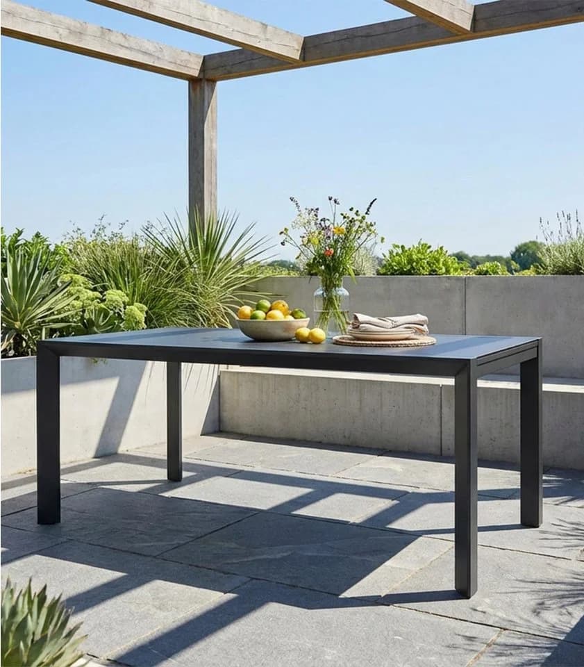 Outdoor Gartentisch LIVORNO Ausziehbar Anthrazit Aluminium Sicherheitsglas