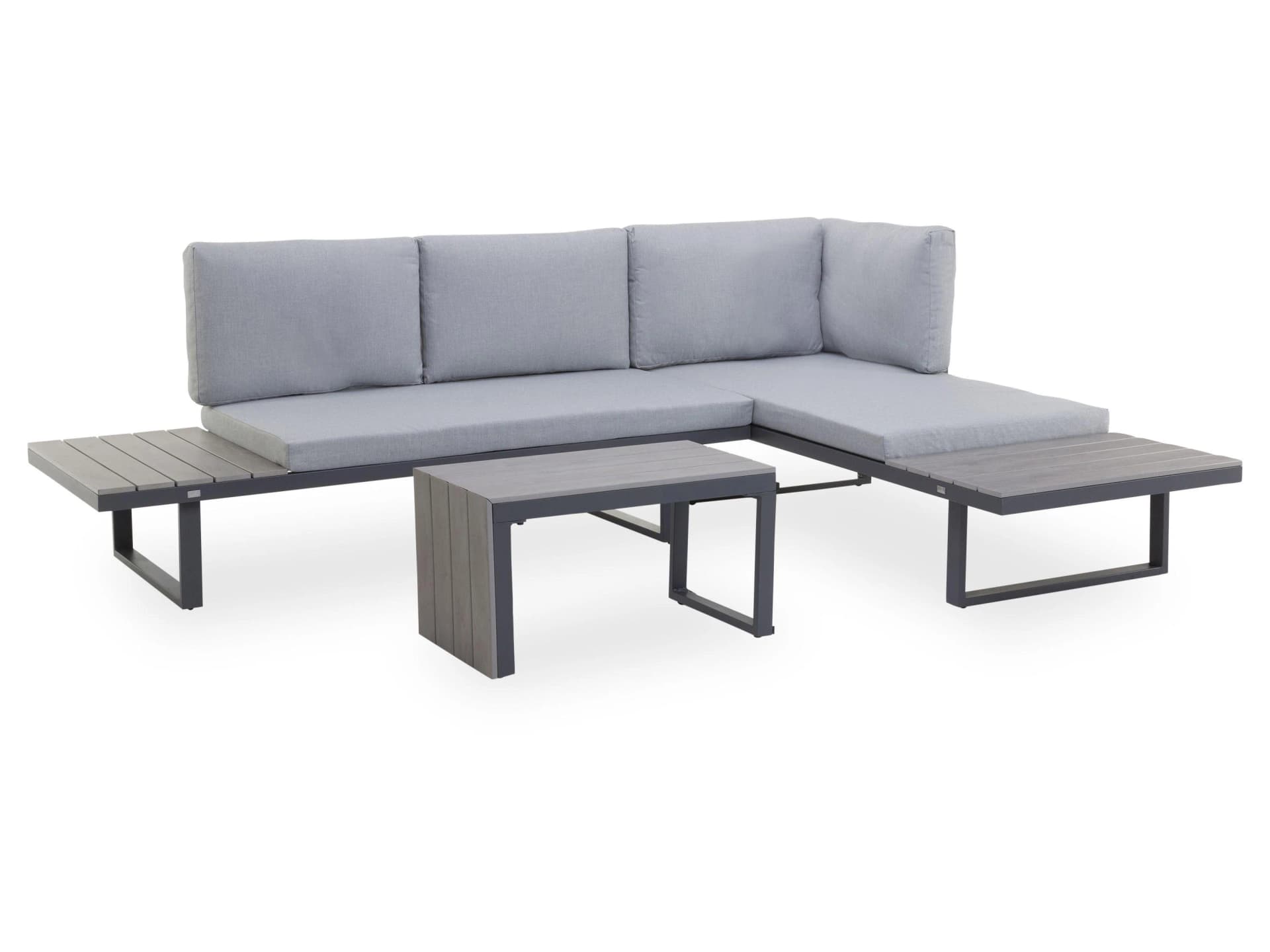 OUTDOOR Loungeecke Dubai Grau Aluminium mit Kissen