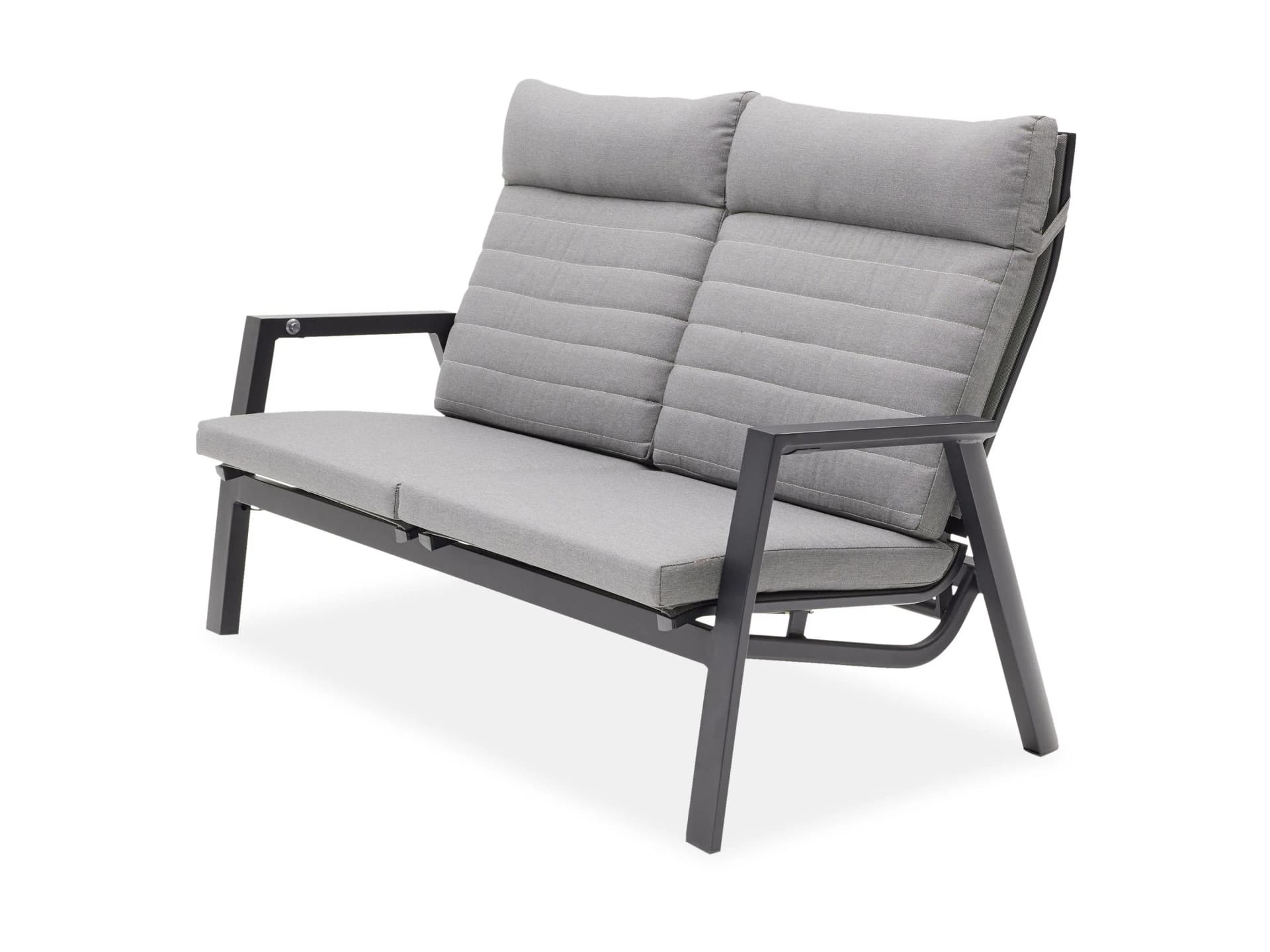 Gartensofa MONDO ASCELLA 2er Sofa Schwarz Aluminium