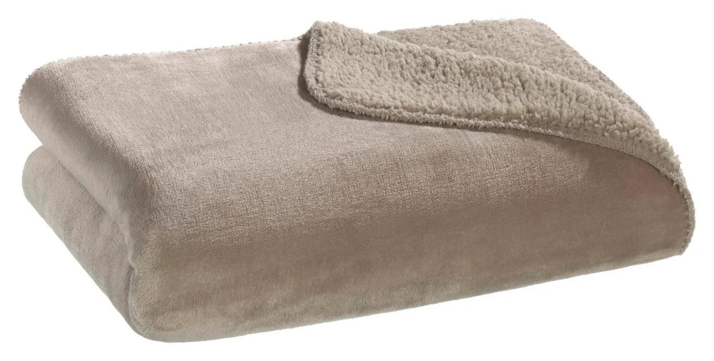 casa NOVA Wohndecke SEBASTIAN Taupe Wendbar Flanell Schaffellimitat - Bild 2