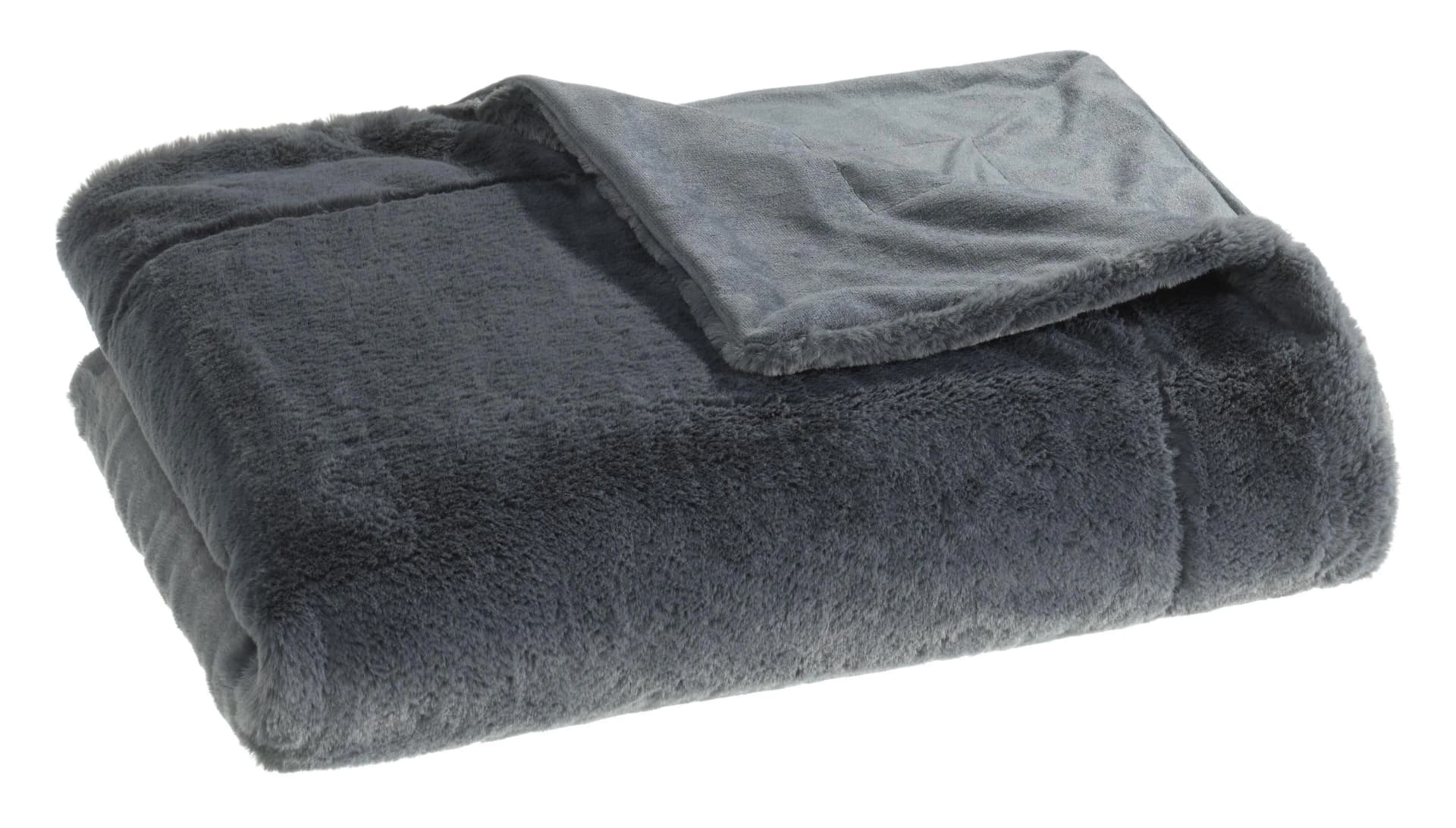 Casa Nova Wohndecke FELLOPTIK Anthrazit 100% Polyester