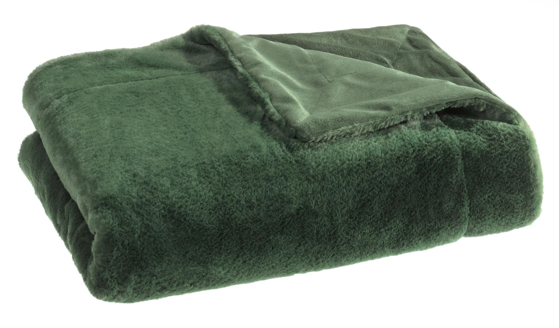 Wohndecke FELLOPTIK Dunkelgrün 100% Polyester