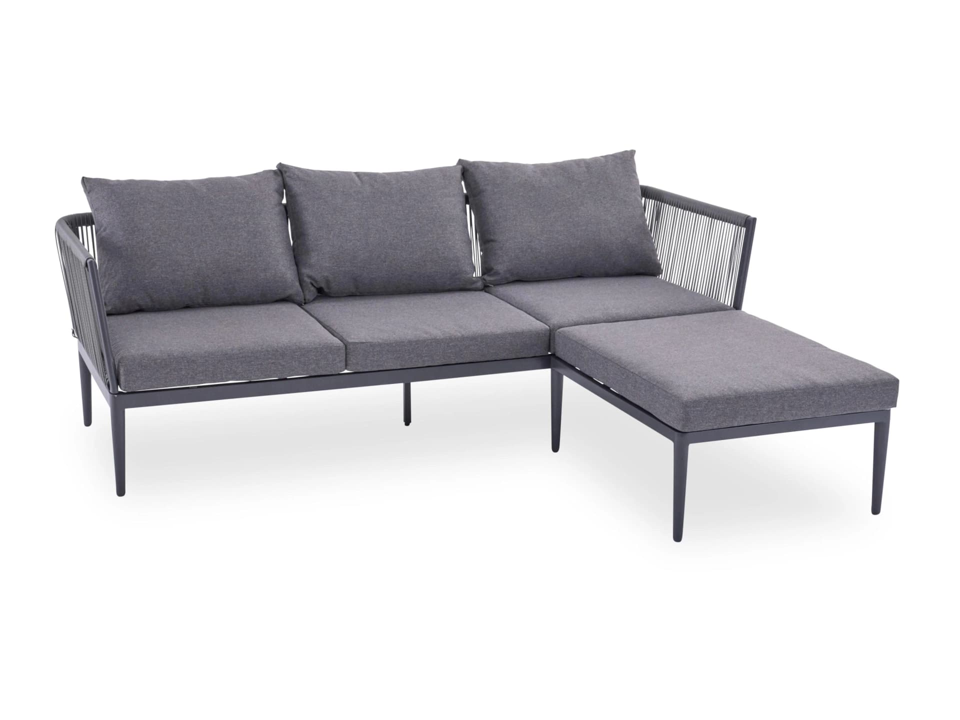 OUTDOOR Lounge-Set MAGLIE Grau Aluminium Kunststoffgeflecht mit Kissen