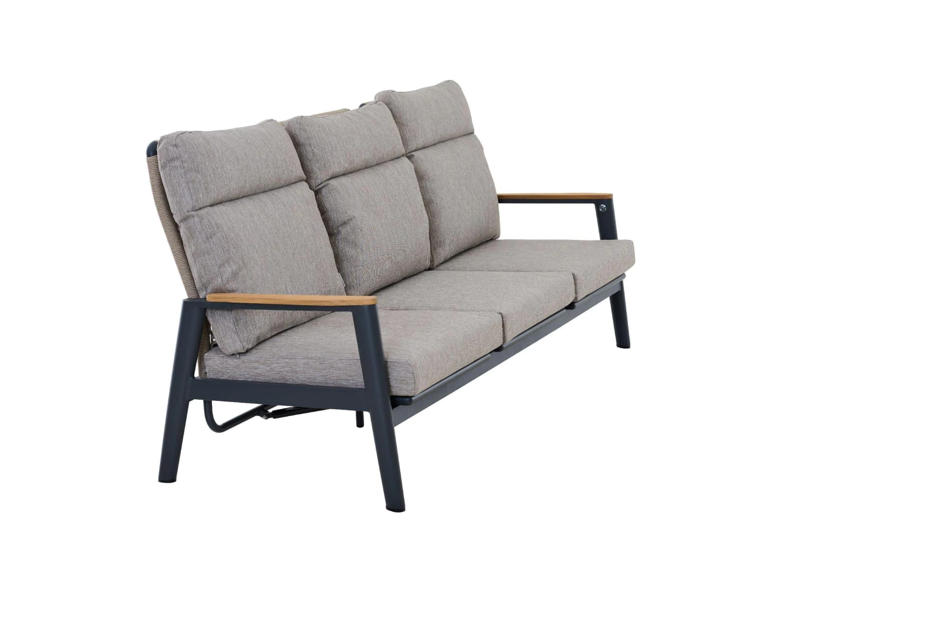 Mondo Gartensofa 3-er MONDO LATEA Taupe Aluminium Teak