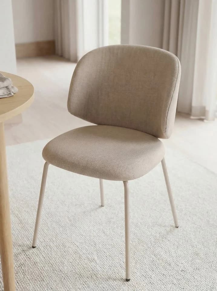 faee Polsterstuhl Livsglaede Stoff Beige/Grau Metallgestell