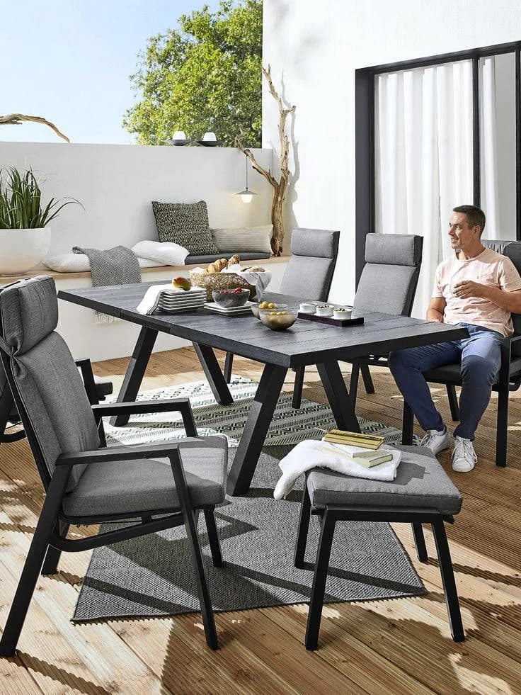 Ausziehtisch outdoor KERAMO Sinterstein Aluminium Grau