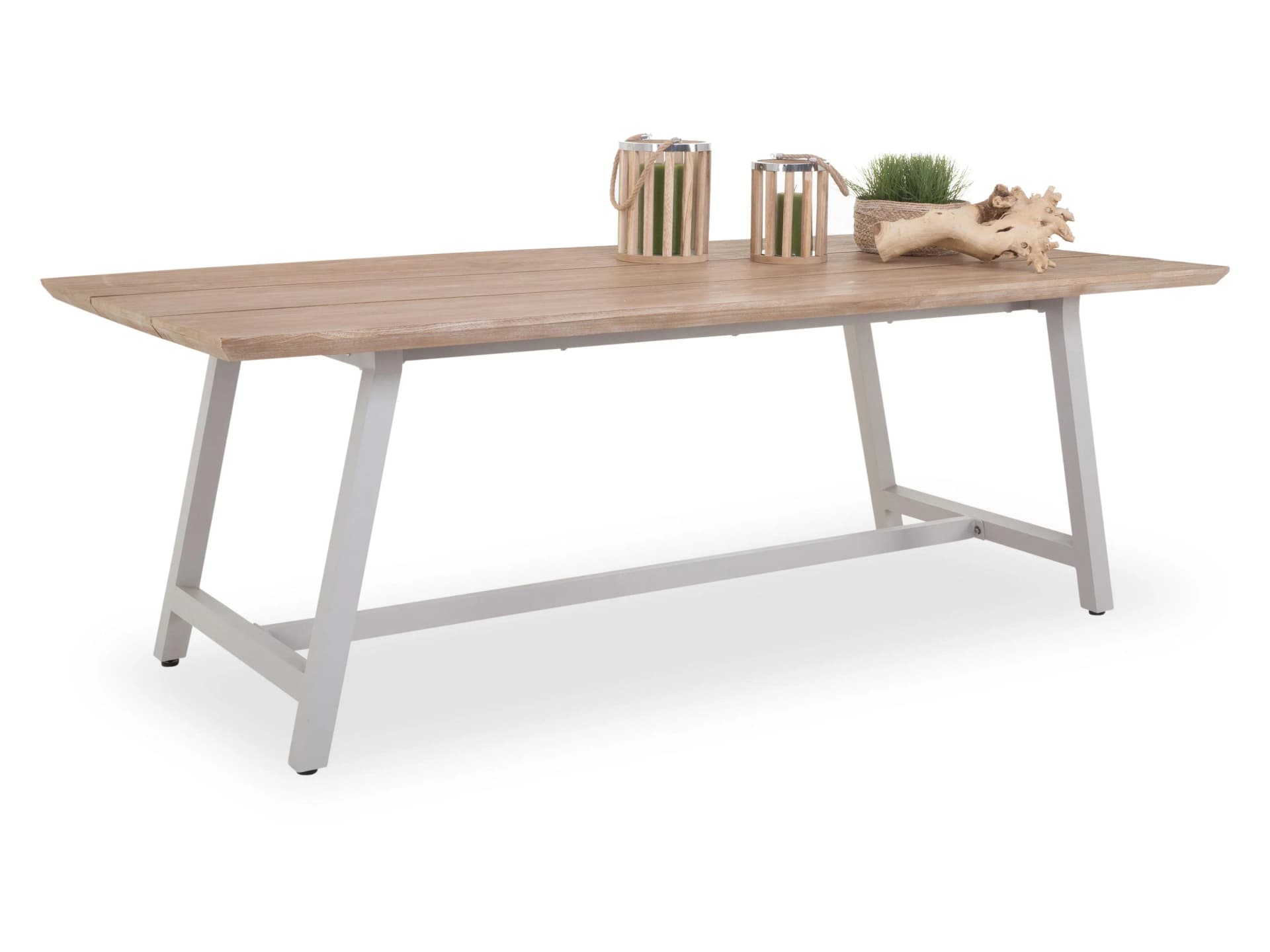 Sansibar Gartentisch SANSIBAR MYRA Beige/Weiß Teakholz & Aluminium