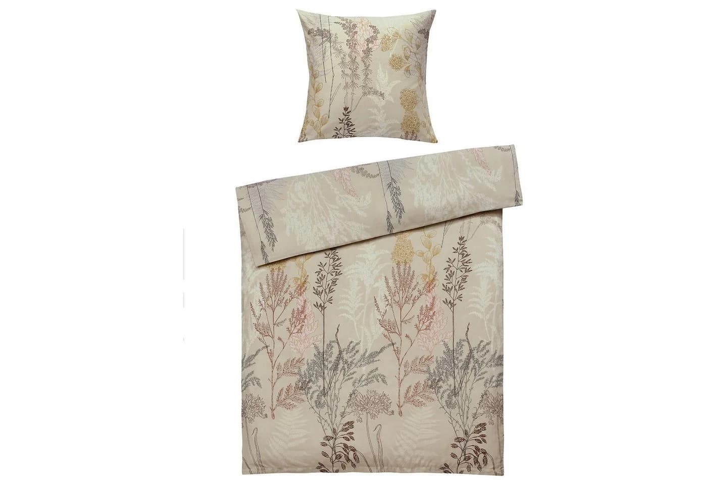 casa NOVA Bettwäsche CAROL Satin Beige Braun Gelb Floral - Bild 2
